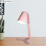 Contemporary Metallic Pink Bell Reading Light - Led Night Table Lamp With Plug-In Cord