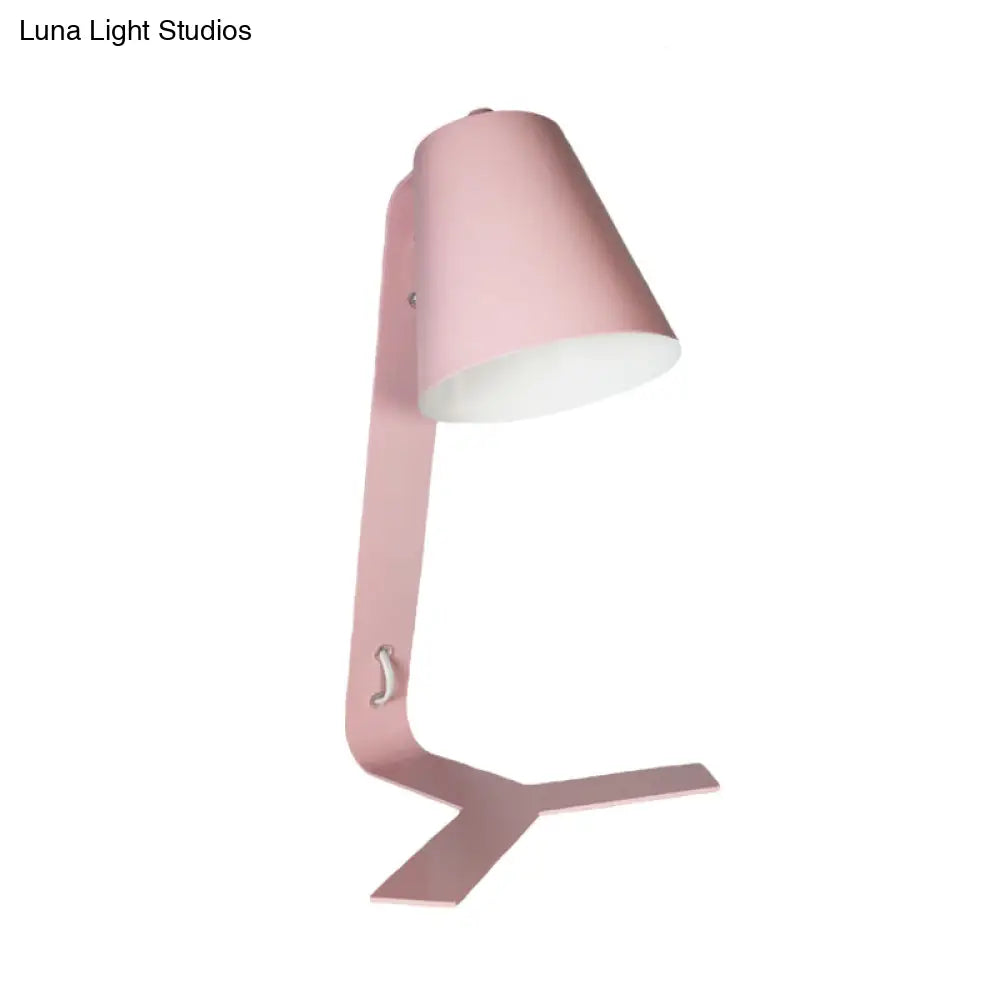 Contemporary Metallic Pink Bell Reading Light - Led Night Table Lamp With Plug-In Cord