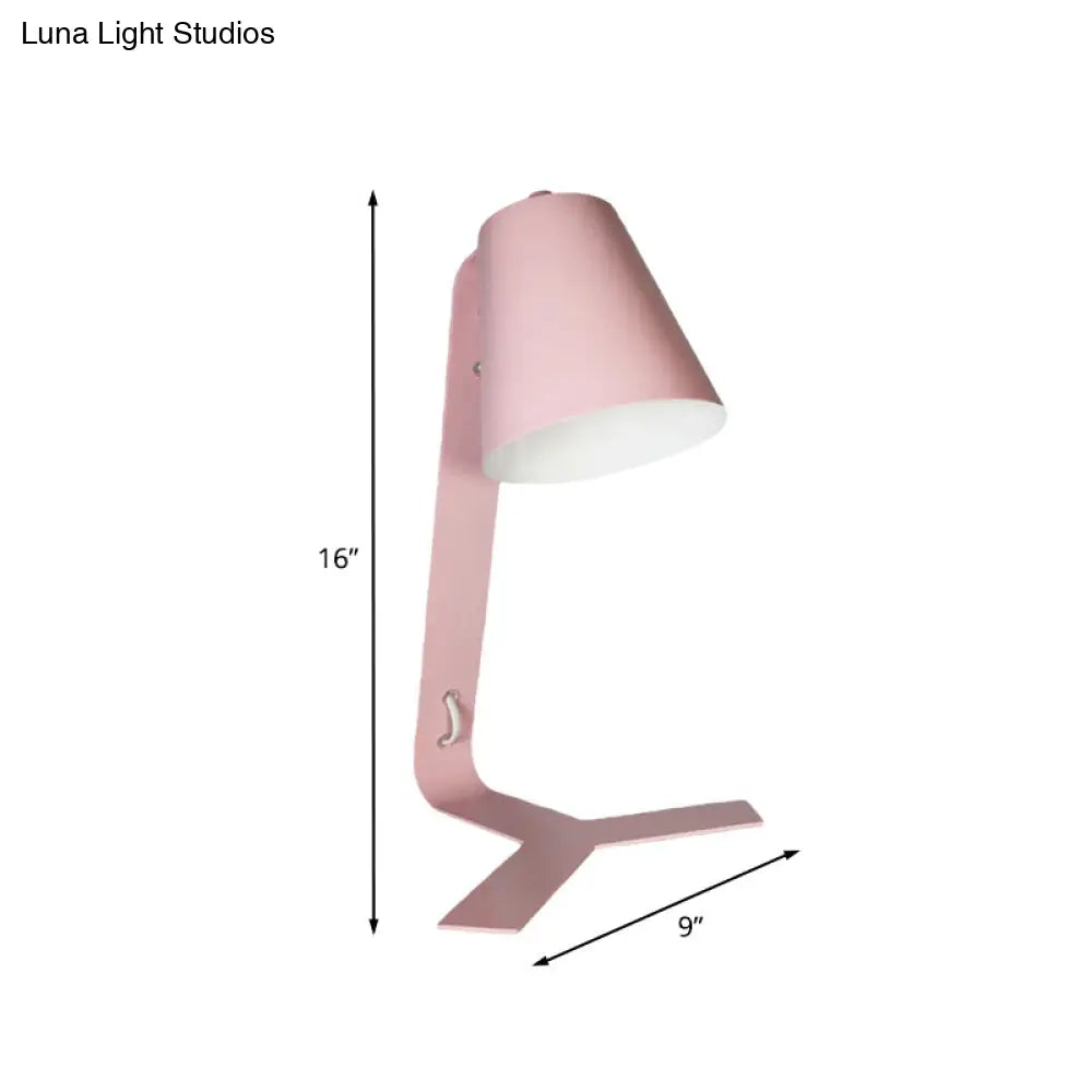Contemporary Metallic Pink Bell Reading Light - Led Night Table Lamp With Plug-In Cord