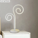 Contemporary Metallic Swirling Nightstand Lamp - Black/White/Gold Led Desk Light