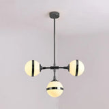 Contemporary Milk Glass Globe Chandelier- Gold 3/5 Lights- Dining Room Pendant 3 / Silver