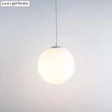 Contemporary Milky Glass Orb Pendant Light With 1-Bulb Suspension - Modern Style Fixture