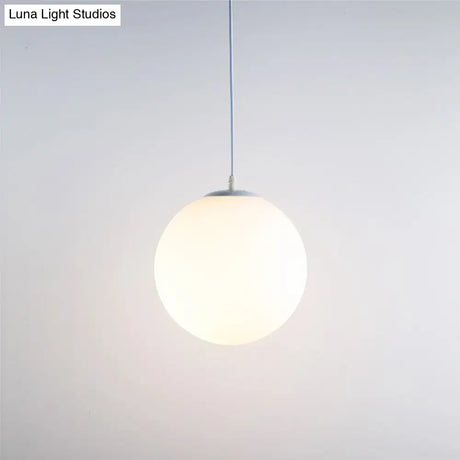 Contemporary Milky Glass Orb Pendant Light With 1-Bulb Suspension - Modern Style Fixture