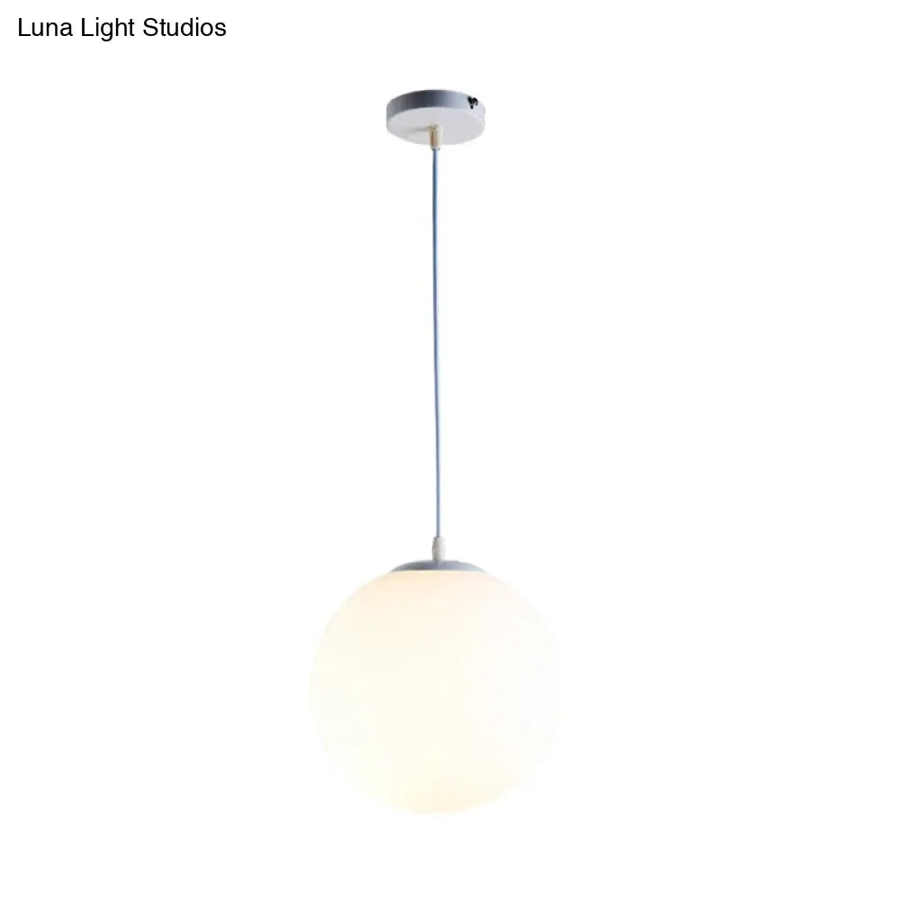 Contemporary Milky Glass Orb Pendant Light With 1-Bulb Suspension - Modern Style Fixture