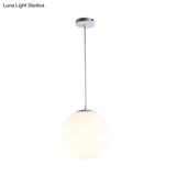 Contemporary Milky Glass Orb Pendant Light With 1-Bulb Suspension - Modern Style Fixture