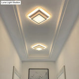 Contemporary Mini Round/Square Flush Mount Ceiling Light In Black/White With Metal Finish - Led