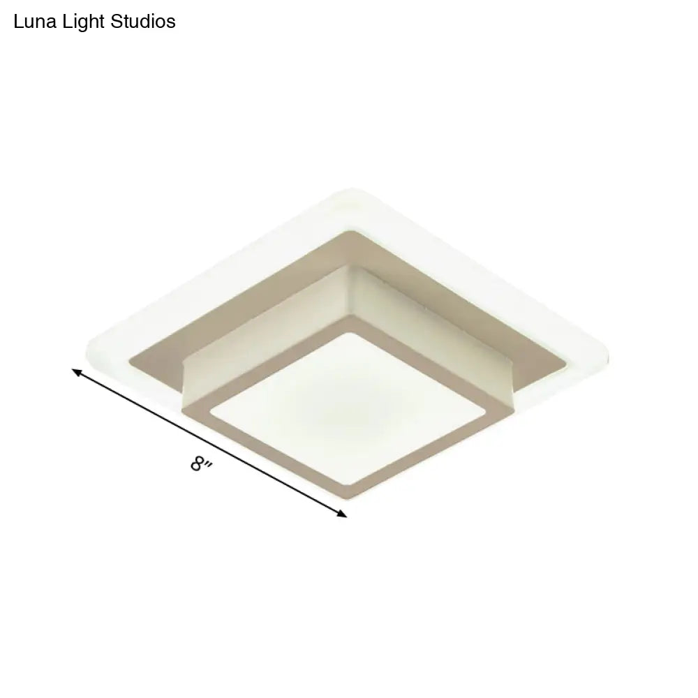 Contemporary Mini Round/Square Flush Mount Ceiling Light In Black/White With Metal Finish - Led