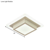 Contemporary Mini Round/Square Flush Mount Ceiling Light In Black/White With Metal Finish - Led