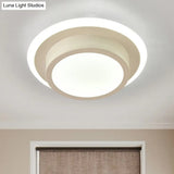 Contemporary Mini Round/Square Flush Mount Ceiling Light In Black/White With Metal Finish - Led