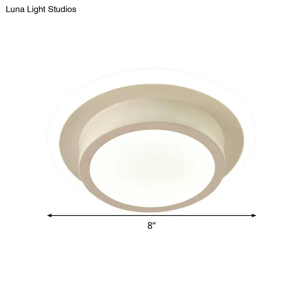 Contemporary Mini Round/Square Flush Mount Ceiling Light In Black/White With Metal Finish - Led
