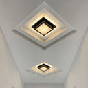 Contemporary Mini Round/Square Flush Mount Ceiling Light In Black/White With Metal Finish - Led