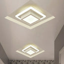 Contemporary Mini Round/Square Flush Mount Ceiling Light In Black/White With Metal Finish - Led