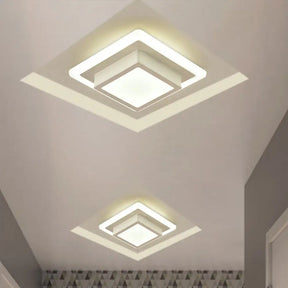 Contemporary Mini Round/Square Flush Mount Ceiling Light In Black/White With Metal Finish - Led