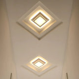 Contemporary Mini Round/Square Flush Mount Ceiling Light In Black/White With Metal Finish - Led