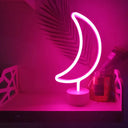 Contemporary Moon Shaped Led Table Lamp Battery Operated Plastic Night Light (White) White / Pink