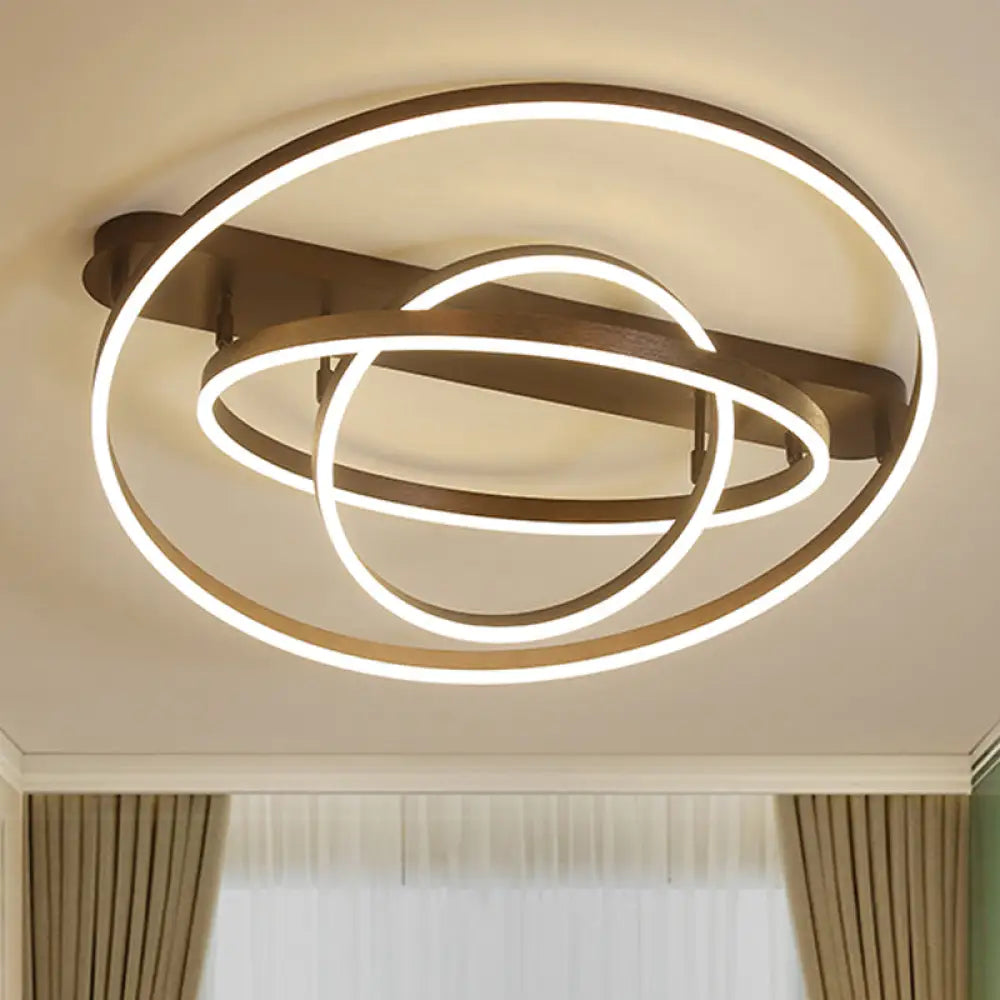 Contemporary Multi Circle Metal Flush Mount Lamp With 1/2/3 Heads White/Warm Light 3 / Yellow Warm
