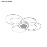 Contemporary Multi-Halo Flush Ceiling Light With Acrylic Shade Available In Warm/White For Bedroom