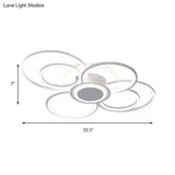 Contemporary Multi-Halo Flush Ceiling Light With Acrylic Shade Available In Warm/White For Bedroom