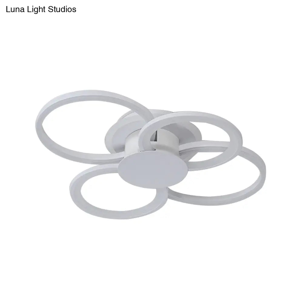 Contemporary Multi-Halo Flush Ceiling Light With Acrylic Shade Available In Warm/White For Bedroom