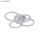 Contemporary Multi-Halo Flush Ceiling Light With Acrylic Shade Available In Warm/White For Bedroom