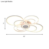 Contemporary Multi-Halo Flush Ceiling Light With Acrylic Shade Available In Warm/White For Bedroom