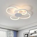 Contemporary Multi-Halo Flush Ceiling Light With Acrylic Shade Available In Warm/White For Bedroom