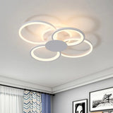 Contemporary Multi-Halo Flush Ceiling Light With Acrylic Shade Available In Warm/White For Bedroom