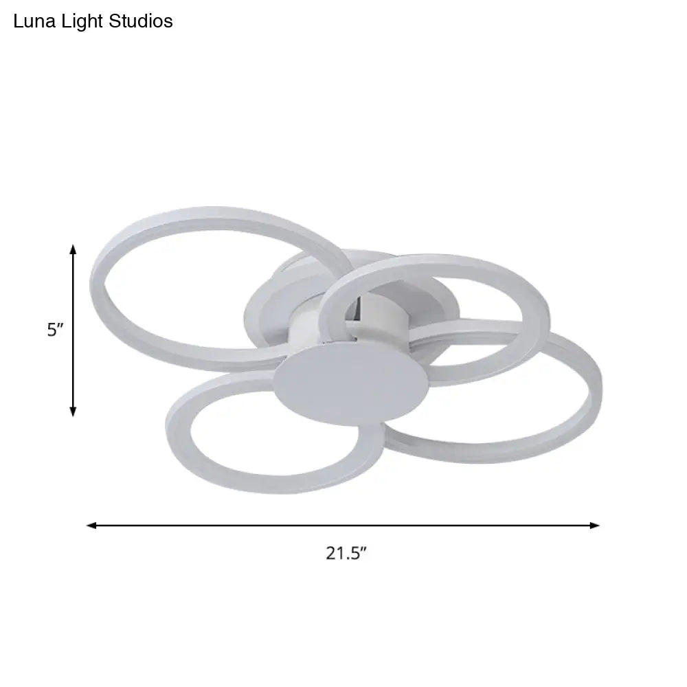 Contemporary Multi-Halo Flush Ceiling Light With Acrylic Shade Available In Warm/White For Bedroom