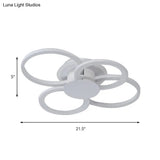 Contemporary Multi-Halo Flush Ceiling Light With Acrylic Shade Available In Warm/White For Bedroom