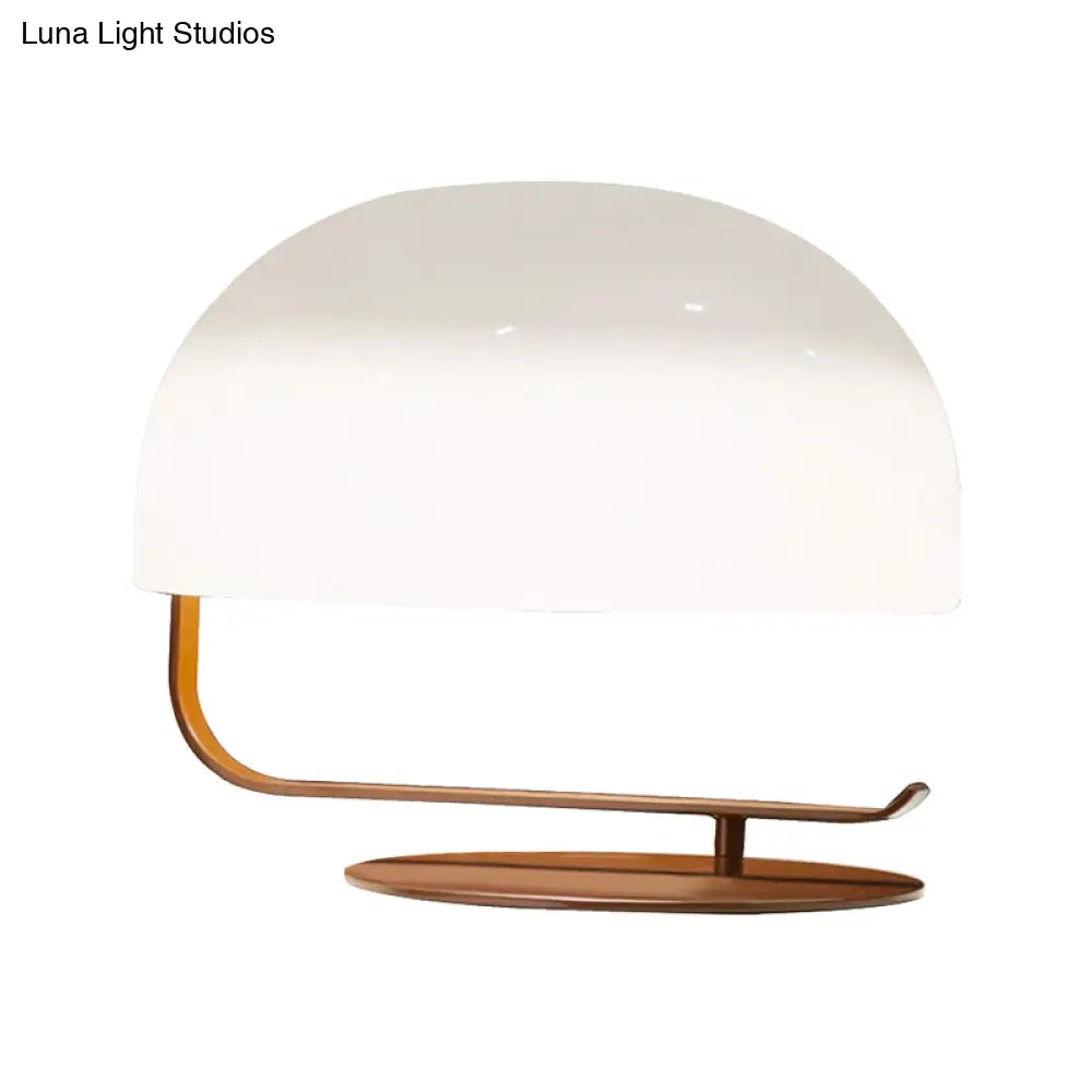Contemporary Mushroom Night Table Lamp In White/Brown