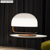 Contemporary Mushroom Night Table Lamp In White/Brown