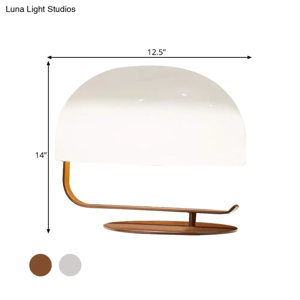 Contemporary Mushroom Night Table Lamp In White/Brown