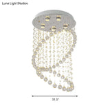 Contemporary Nickel Crystal Flush Mount Lamp With 5 Lights