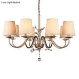 Contemporary Nickel Suspension Chandelier: Fabric Conical Shape