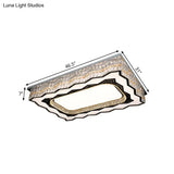 Contemporary Nickle Rectangle Led Flush Light: Clear Crystal Blocks Ceiling Lamp