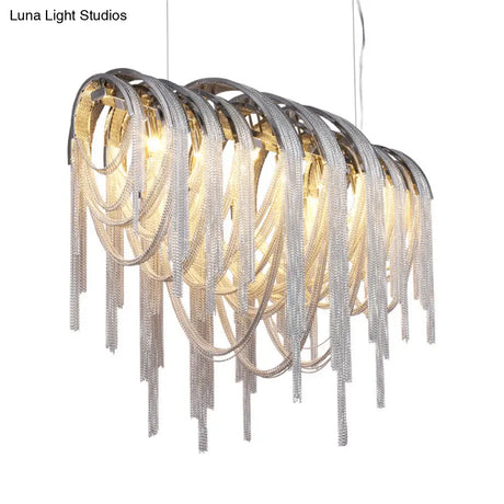 Contemporary Nordic Style Metal Tassel Chandelier - 7 Lights White Ceiling Lamp Kit