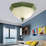 Contemporary Octagonal Glass Ceiling Light - Perfect For Child’s Bedroom Green