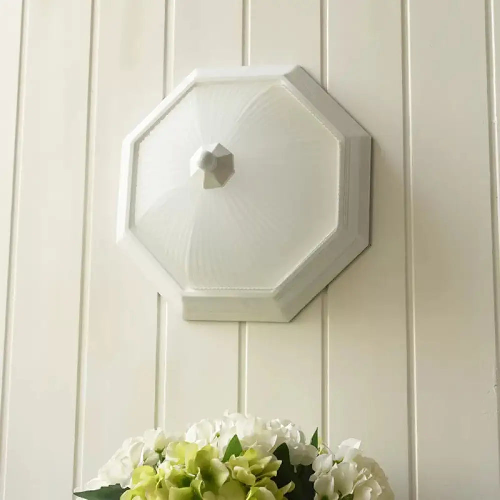 Contemporary Octagonal Glass Ceiling Light - Perfect For Child’s Bedroom White