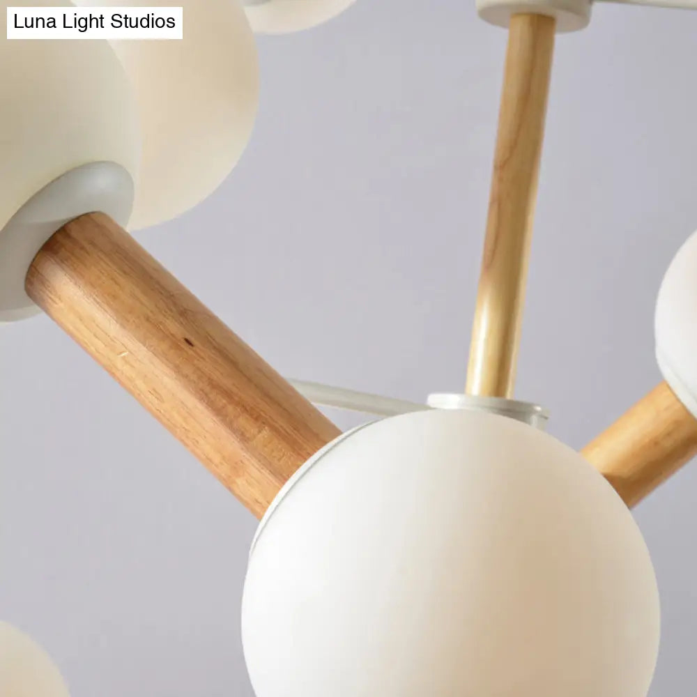Contemporary Opal Glass Sphere Chandelier Multi-Head Pendant Lighting For Study Room