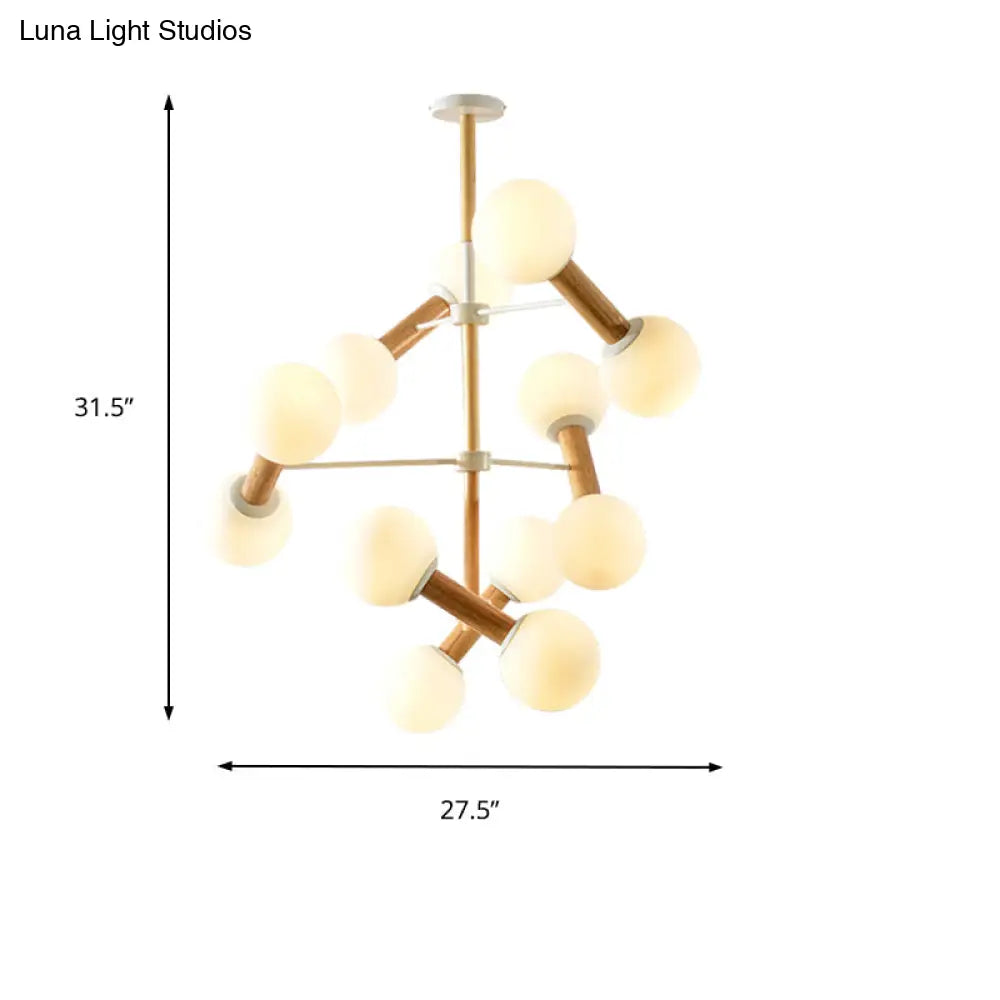 Contemporary Opal Glass Sphere Chandelier Multi-Head Pendant Lighting For Study Room