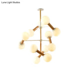 Contemporary Opal Glass Sphere Chandelier Multi-Head Pendant Lighting For Study Room