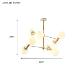 Contemporary Opal Glass Sphere Chandelier Multi-Head Pendant Lighting For Study Room