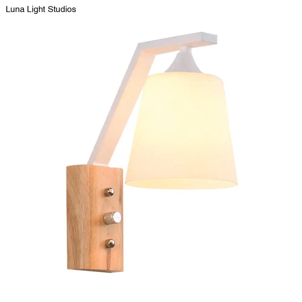 Contemporary Opal Glass Wall Sconce Light For Stair Corridors - 1 Head Bucket Shade