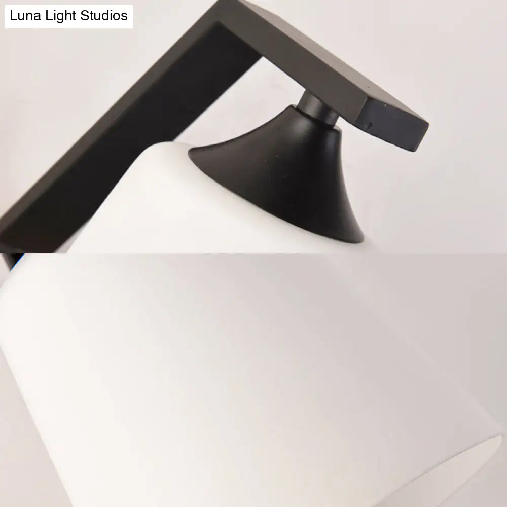 Contemporary Opal Glass Wall Sconce Light For Stair Corridors - 1 Head Bucket Shade