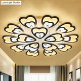Contemporary Peacock Feather Acrylic Semi-Flush Light - Led Ceiling Mount Lamp With Blooming