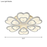 Contemporary Peacock Feather Acrylic Semi-Flush Light - Led Ceiling Mount Lamp With Blooming