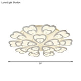 Contemporary Peacock Feather Acrylic Semi-Flush Light - Led Ceiling Mount Lamp With Blooming
