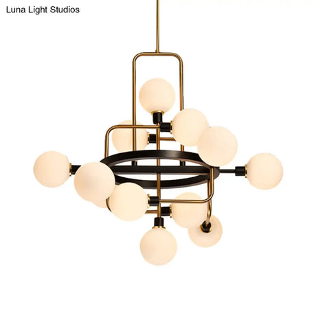 Contemporary Pendant Chandelier With Amber/Smoke/White Glass - Orbit Restaurant Study Room Lighting