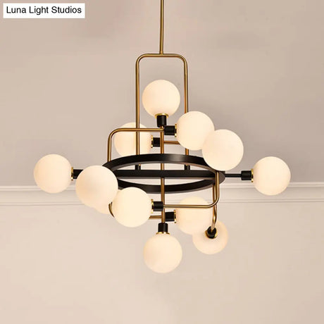 Contemporary Pendant Chandelier With Amber/Smoke/White Glass - Orbit Restaurant Study Room Lighting