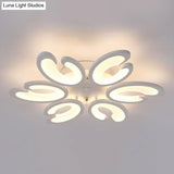 Contemporary Petal Semi Flush Chandelier: Acrylic 6/9/15-Bulb Ceiling Mount Light For Living Rooms